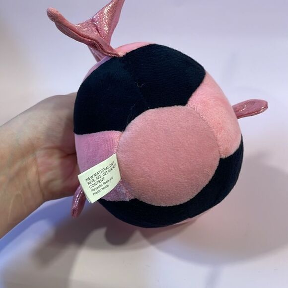 TY Beanie Ballz 2013 Gilly the Pink & Black Angelfish w Blue Eyes 7” long EUC - Picture 6 of 8